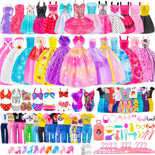 110 piezas de ropa y accesorios para muñecas y juguetes de vestir p...
