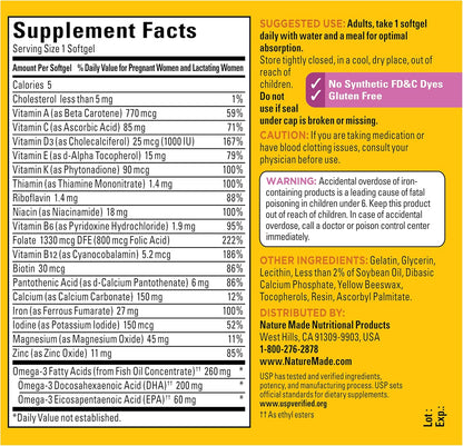 Nature Made Prenatal con ácido fólico + DHA, suplemento vitamínico...