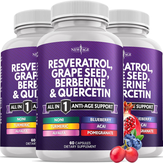 NEW AGE Resveratrol, berberina, extracto de semilla de uva, quercet...