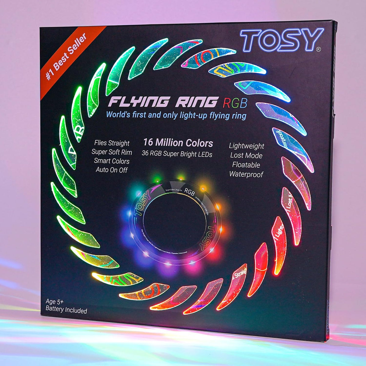 TOSY Anillo Volador - 36 LED RGB multicolor, súper brillante, modo...