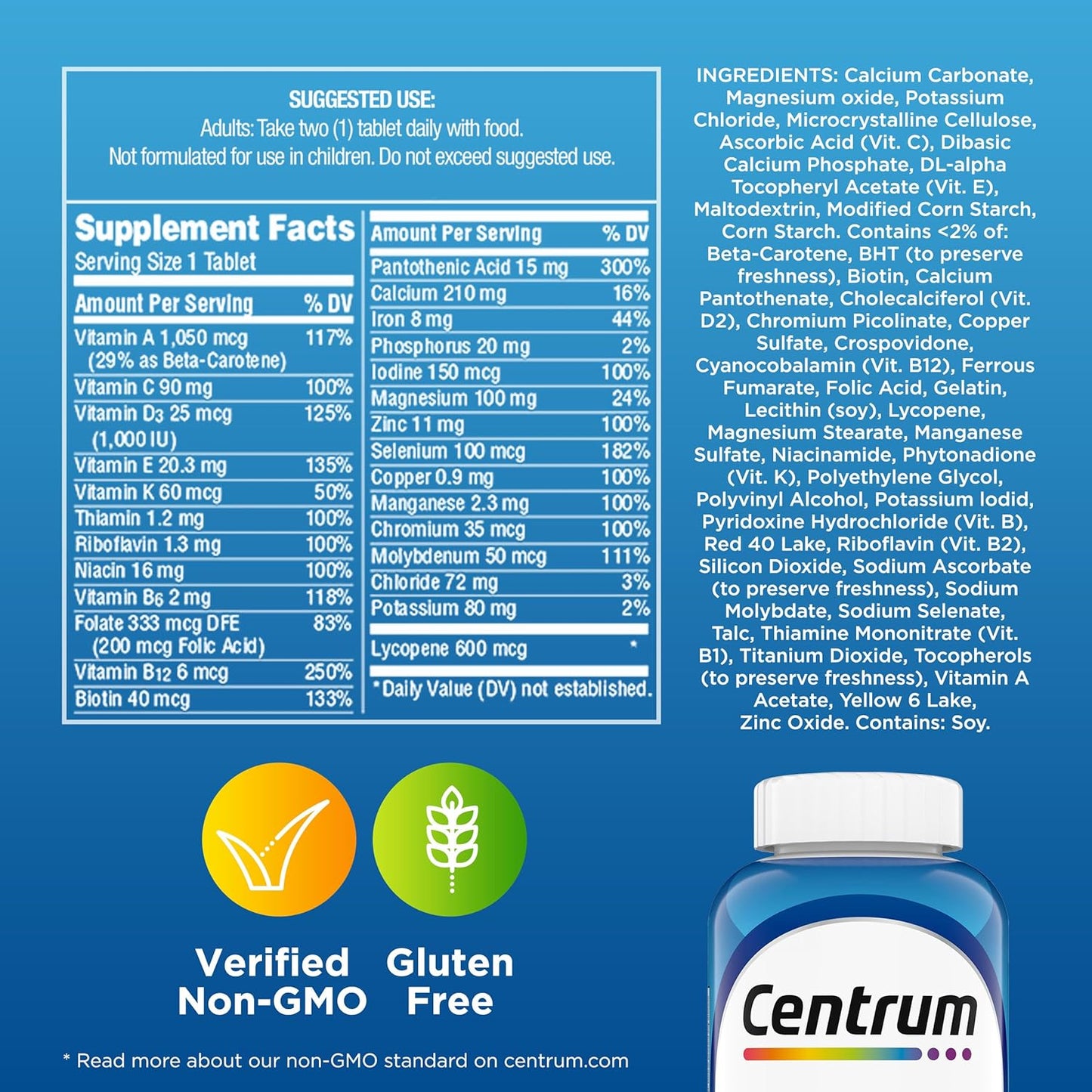 Centrum Multivitamínico para hombres, suplemento multivitamínico\/m...