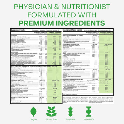 HealhtyCell AM\/PM Healthspan System - 90 vitaminas, minerales, fit...