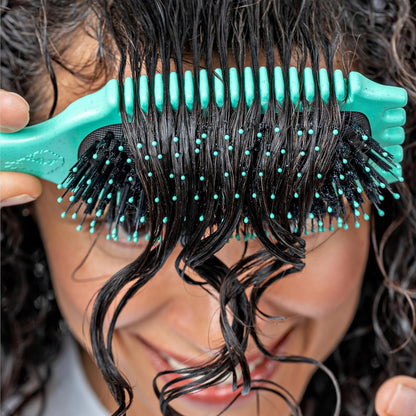 Cepillo de volumen EdgeLift de Bounce Curl, herramienta 5-en-1 para ondas voluminosas, rizos y espirales - Azul verdoso