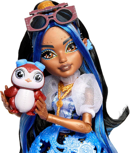 Monster High Muñeca, Robecca Steam en blusa azul y pantalones corto...