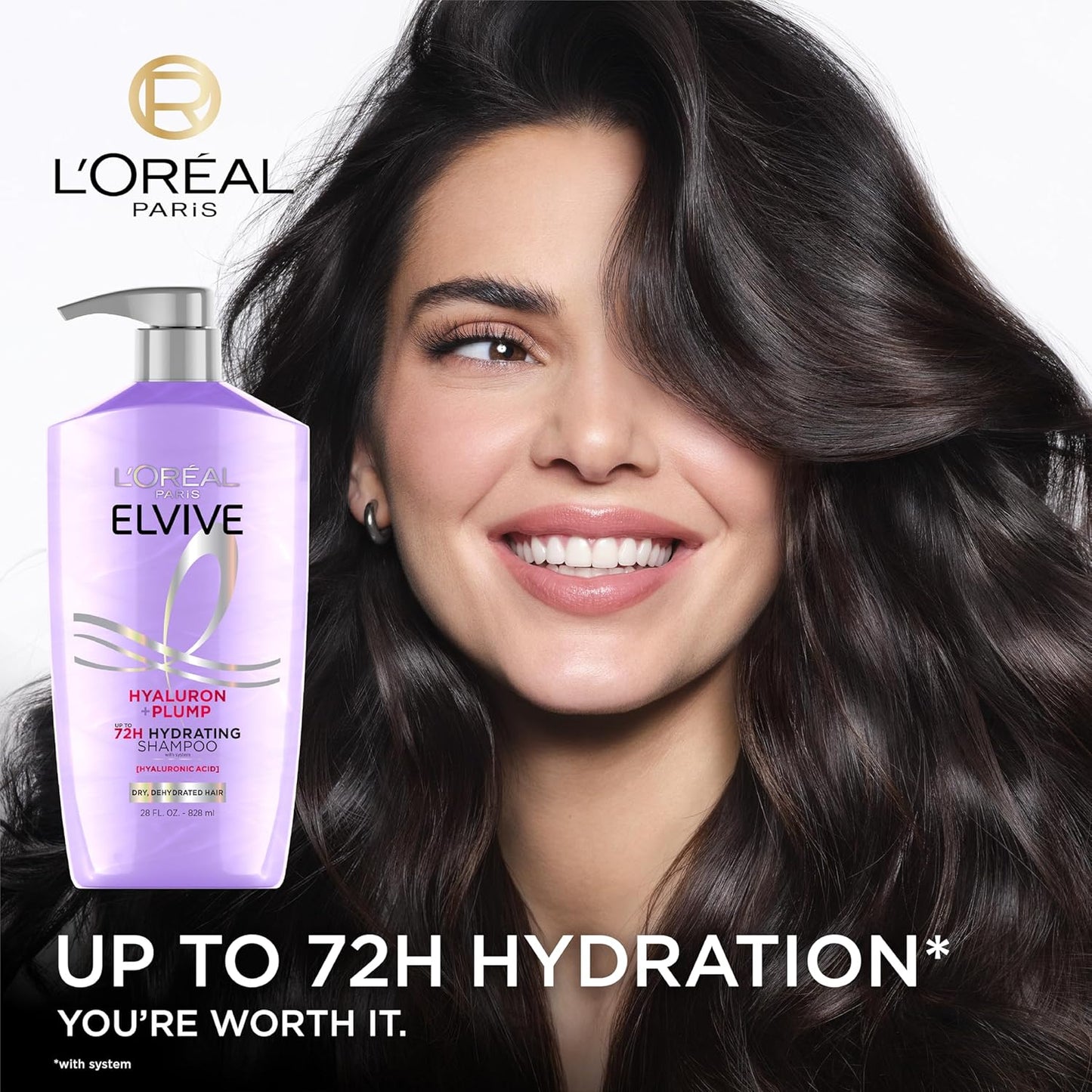 L'Oreal Paris Elvive Hyaluron Plump Champú y acondicionador para cabello deshidratado y seco con complejo de cuidado de ácido hialurónico, 1 kit (2 productos)