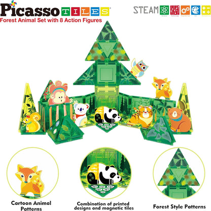 PicassoTiles Bloques de construcción de azulejos magnéticos, juego...