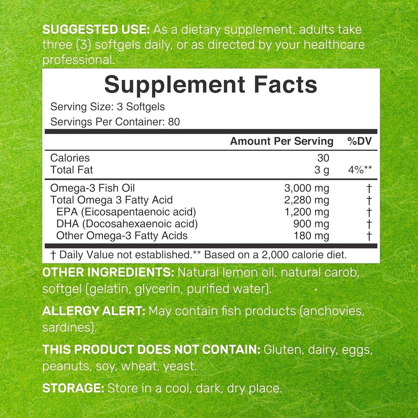 DEAL SUPPLEMENT Suplementos de Aceite de Pescado Omega 3, 3,000mg p...