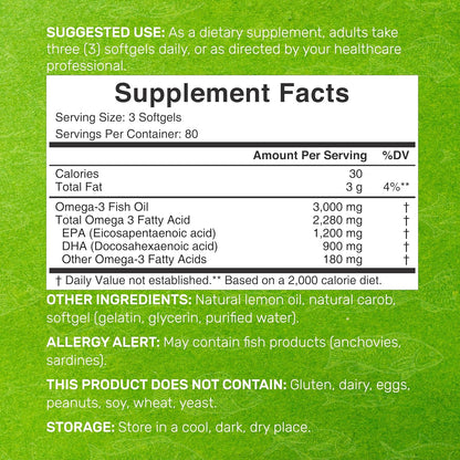 DEAL SUPPLEMENT Suplementos de Aceite de Pescado Omega 3, 3,000mg p...
