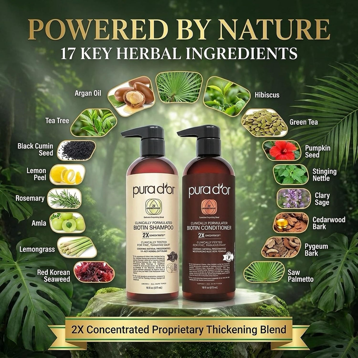 PURA D'OR Champú y Acondicionador de Biotina Formulados Clínica...