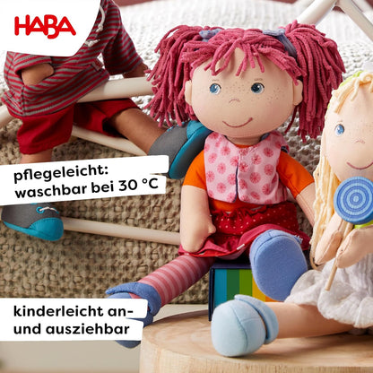 HABA Lilli-Lou Muñeca Blanda de 12 Pulgadas con Cabello Rosa en Col...