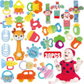 Cocurb Juego de 30 piezas de juguetes de bebé de alto contraste para bebés, sonajeros, juguetes de dentición y calcetines de muñeca, adecuado para 6 meses, regalo perfecto para bebés para niños y