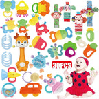 Cocurb Juego de 30 piezas de juguetes de bebé de alto contraste para bebés, sonajeros, juguetes de dentición y calcetines de muñeca, adecuado para 6 meses, regalo perfecto para bebés para niños y