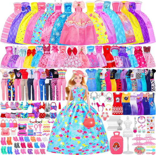 342 piezas de ropa y accesorios para muñecas con muñeca, vestidos d...