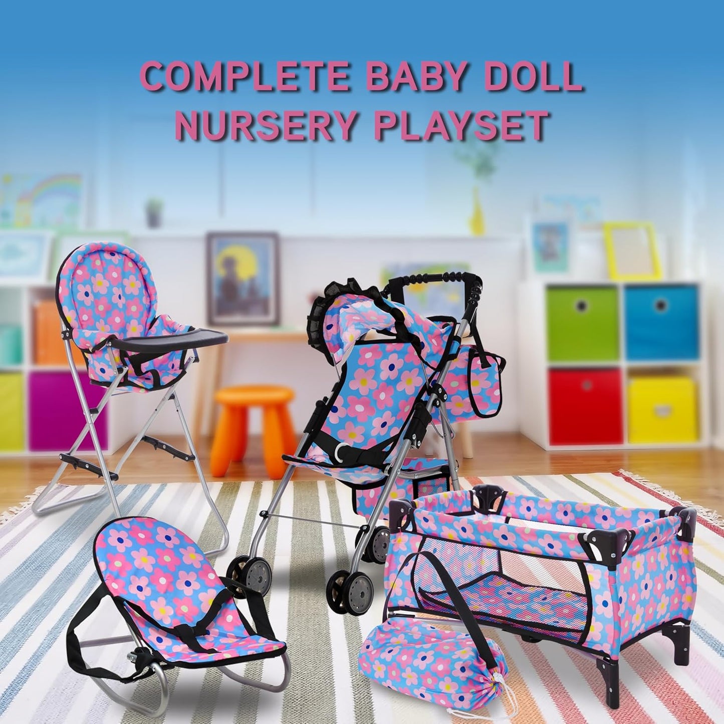 Juego de cama y asiento de bebé, juego de bebé, accesorios para muñ...