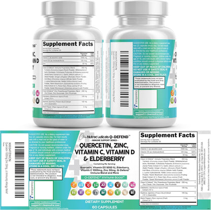 Suplemento de quercetina Q Defend con zinc, vitamina C, vitamina D,...