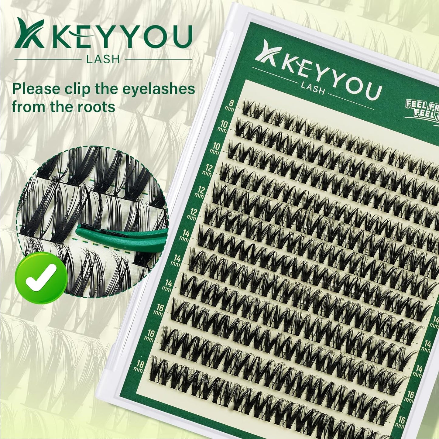 KEYYOU Flora - Kit de racimos de pestañas Flaunt D, pestañas natura...