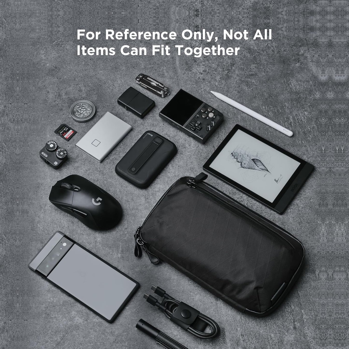 ALPAKA Elements Tech Case Mini - Organizador compacto para electrónicos, bolsa pequeña para cargadores y auriculares, bolsa para teléfono, funda de accesorios de viaje, correa cruzada, negro X-Pac