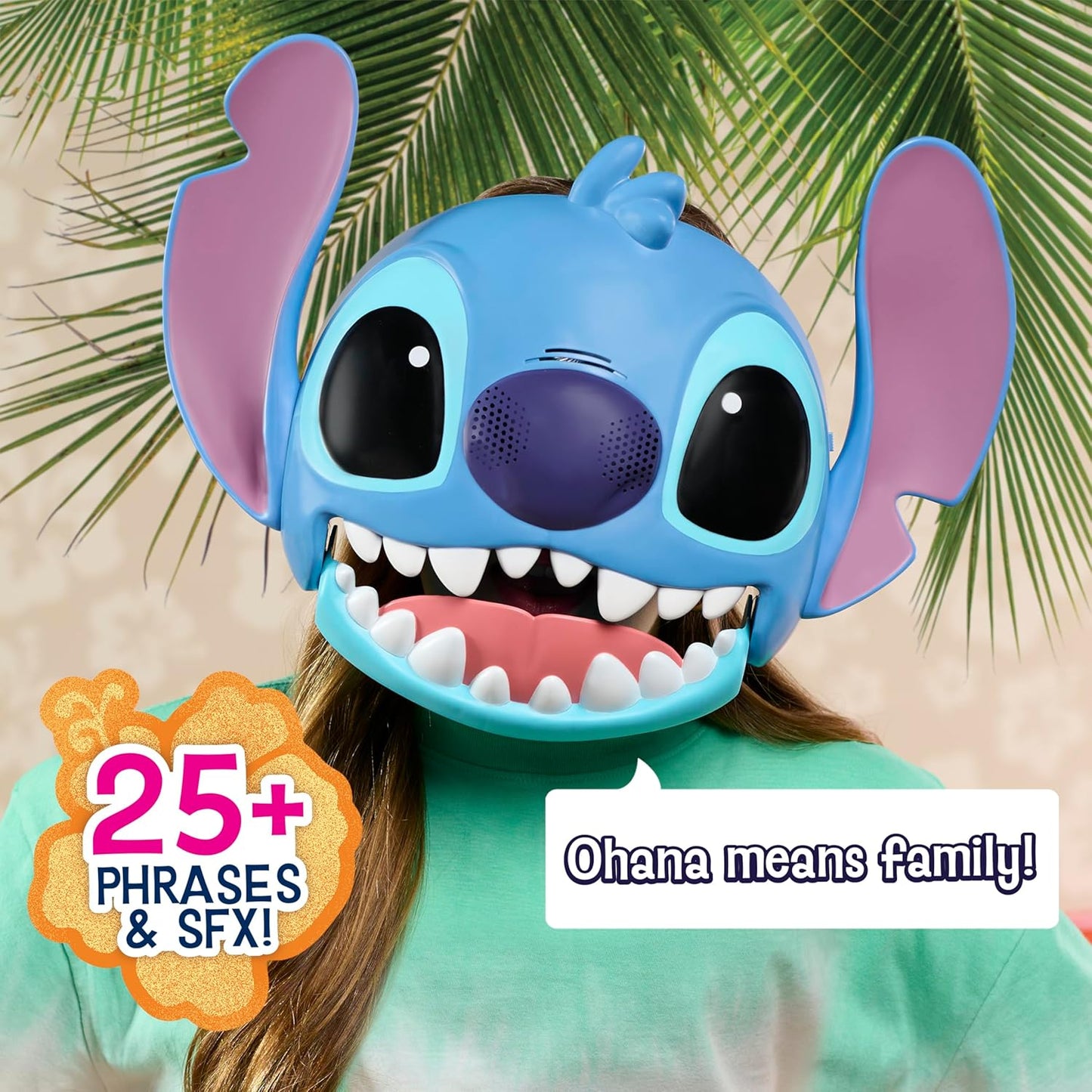 Máscara Parlante de Disney Stitch con Más de 25 Sonidos y Frases, Correas Ajustables, Disfraz para Niños, Vestir y Simular, Juguete para Fans, Niños, Niñas, Niños de 3 años en Adelante de Just Play