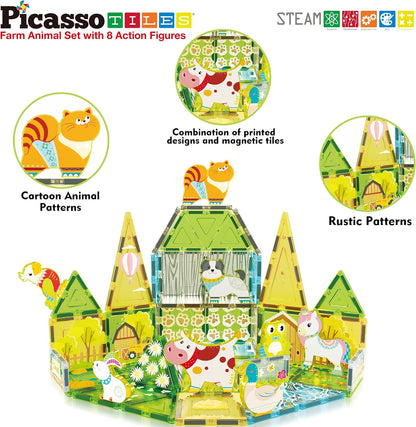 PicassoTiles Juego de Construcción de Azulejos Magnéticos de Animal...