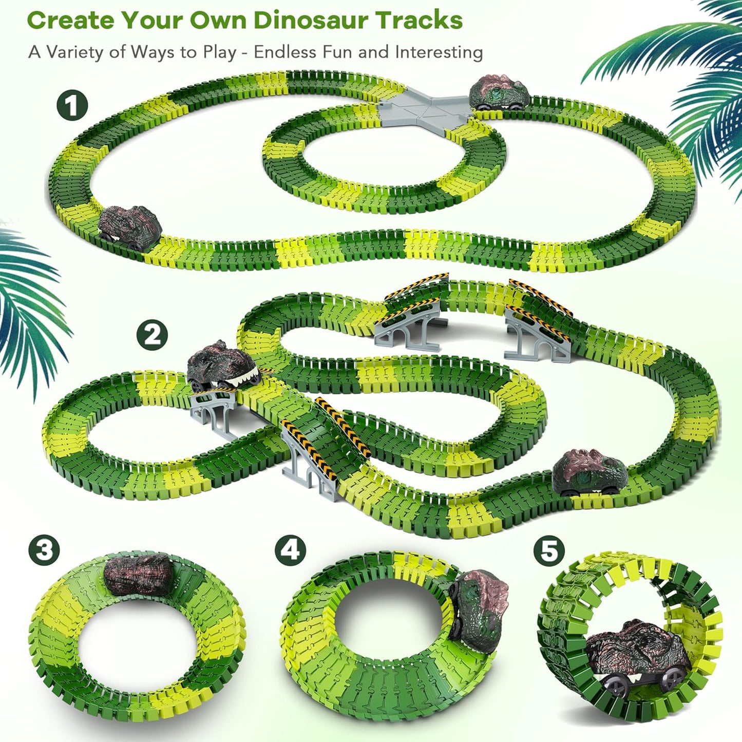 Juguetes de dinosaurio, crea una carrera de carretera mundial de di...