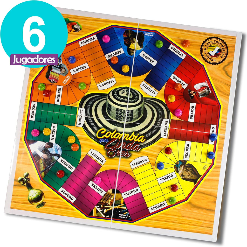 PARQUES Colombiano MAGNÉTICO Madera 8\/6 JUGADORES 50x50 CM Doble c...
