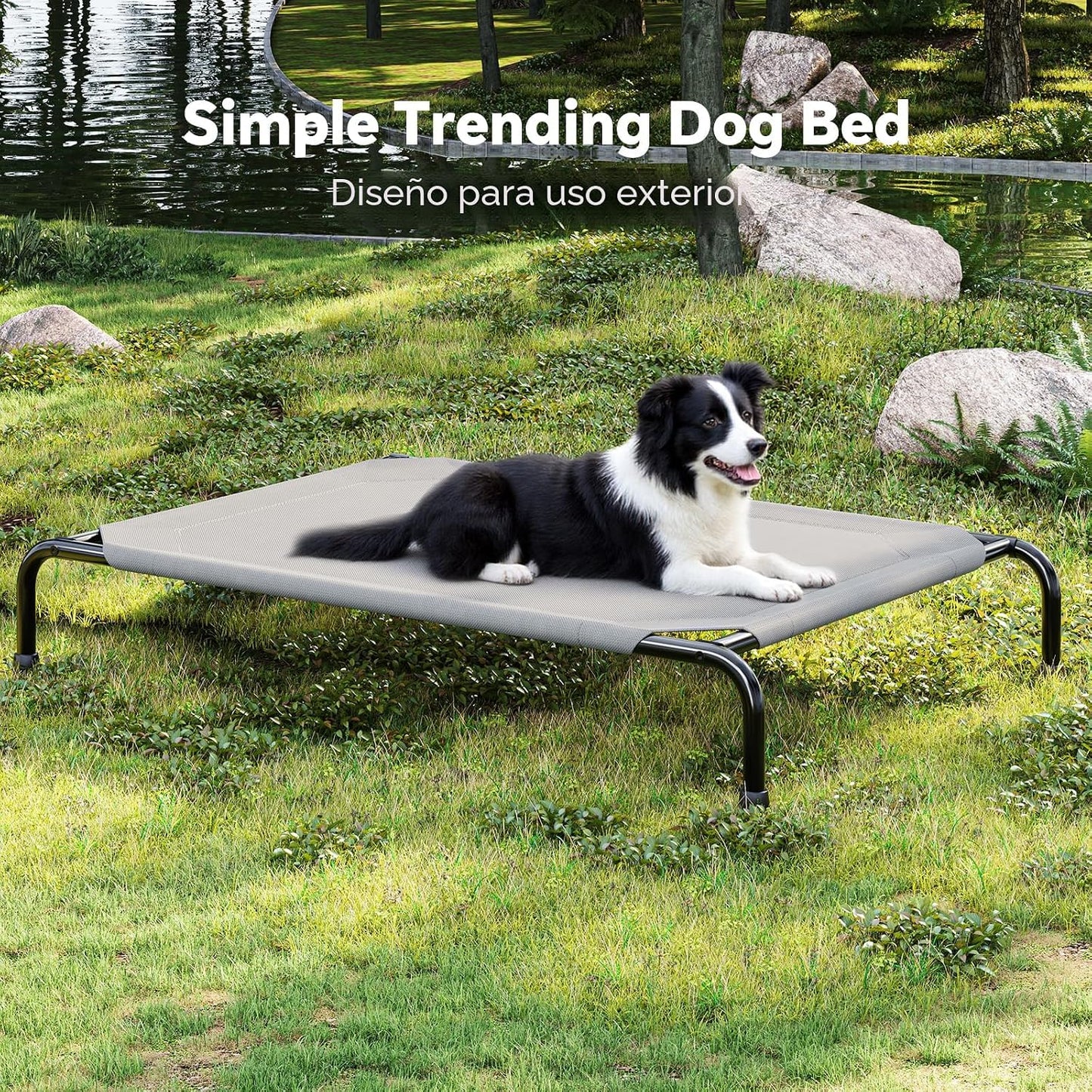 Simple Trending Cama elevada para perros grandes, catre para perros...