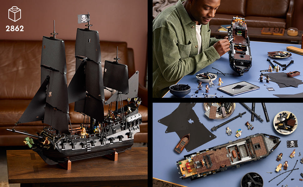 LEGO Icons 10365 - Juego de construcción de barco pirata del capitán Jack Sparrow para adultos, mayores de 18 años, decoración de habitación para oficina, dormitorio o estante, barco coleccionable de