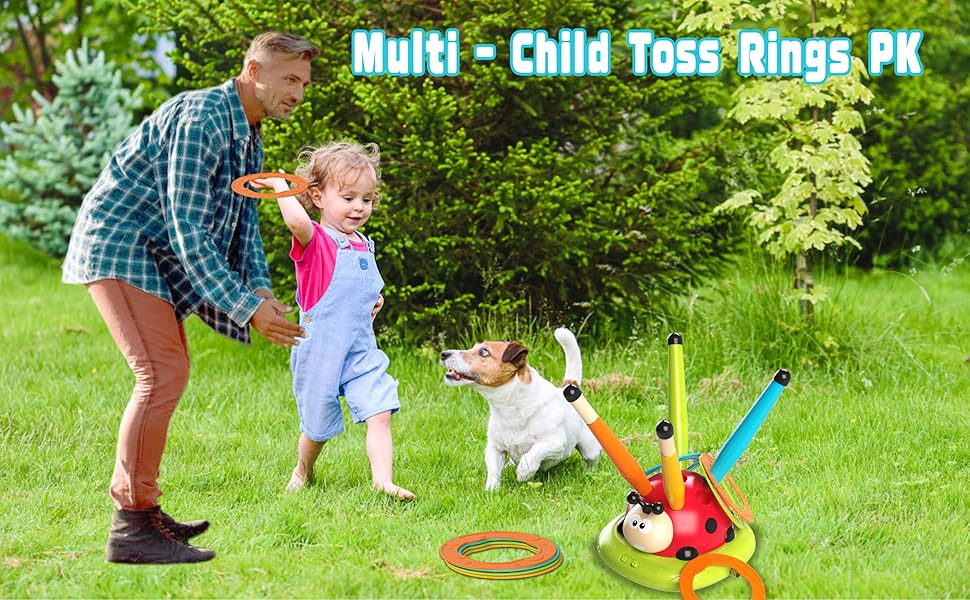 Engfa Juego de salto musical 3 en 1, juego de lanzar anillos y lanzador de cohetes pisoteador para niños, juguetes para niñas y niños de 3-5 años, juguete deportivo y al aire libre para edades de 5-7