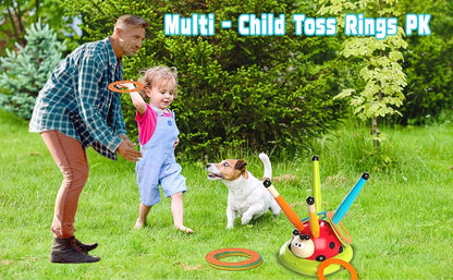 Engfa Juego de salto musical 3 en 1, juego de lanzar anillos y lanzador de cohetes pisoteador para niños, juguetes para niñas y niños de 3-5 años, juguete deportivo y al aire libre para edades de 5-7
