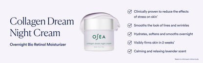 OSEA Dream Crema Nocturna - Crema Facial Hidratante Antiedad con Bio Retinol Derivado de Algas - Hidrata, Reafirma y Suaviza Líneas y Arrugas