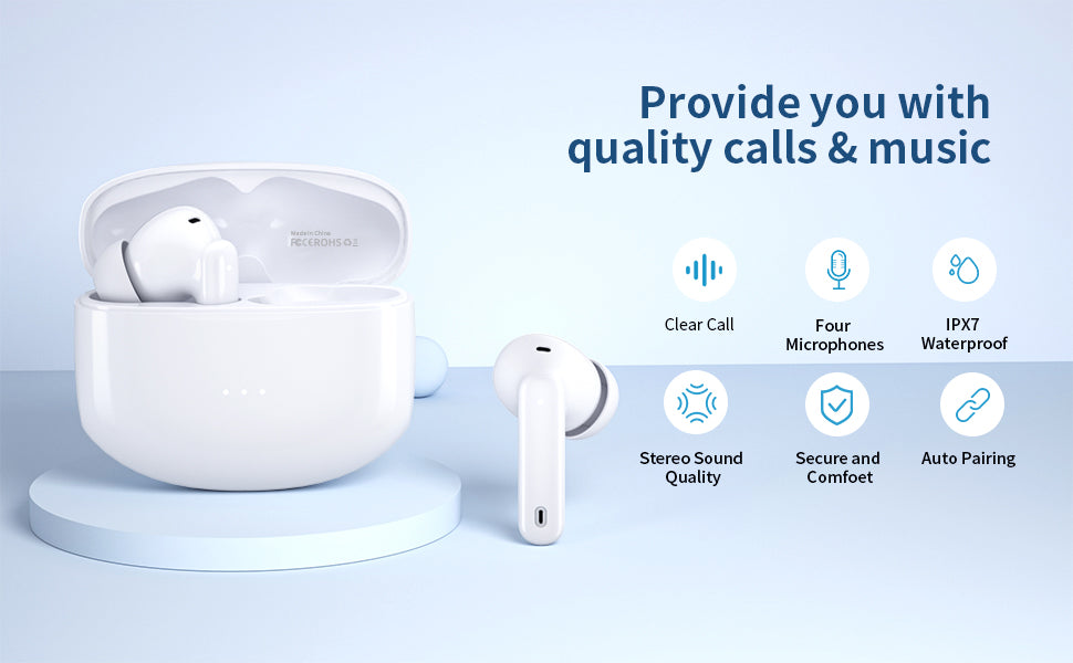 Auriculares inalámbricos A40 Pro, auriculares Bluetooth de 50 horas de reproducción, micrófono integrado con cancelación de ruido con funda de carga, auriculares Bluetooth con sonido estéreo