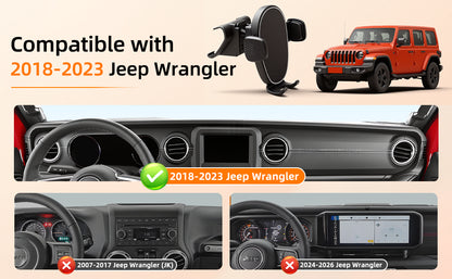 Soporte de teléfono para Jeep Wrangler / Gladiator 2018-2023, soporte de teléfono de automóvil para tablero de instrumentos - giratorio de 360° y ajustable - Soporte de teléfono celular manos libres