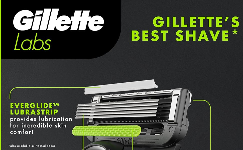 Gillette Labs - Recambios de cuchillas de afeitar, cartuchos de maquinilla de afeitar de 12 quilates, repuestos de maquinilla de afeitar para hombres compatibles con GilletteLabs Exfoliating Bar Razor