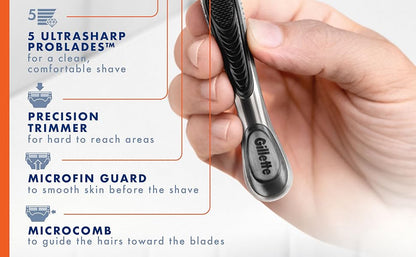 Gillette Fusion5 ProGlide - Recargas de cuchillas de afeitar para hombres, 10 cartuchos de afeitar para mango FlexBall, cuchillas de 5 hojas, recortadora de precisión para hombres