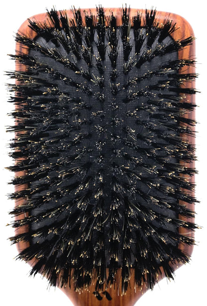 Spornette Deville Cushion Paddle Brush - Cepillo de cerdas de jabalí con mango de madera, para alisar, alisar, desenredar, peinar y cepillar para mujeres, hombres y niños, todo tipo de cabello