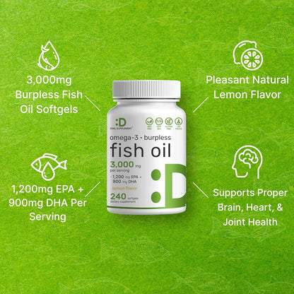DEAL SUPPLEMENT Suplementos de Aceite de Pescado Omega 3, 3,000mg p...
