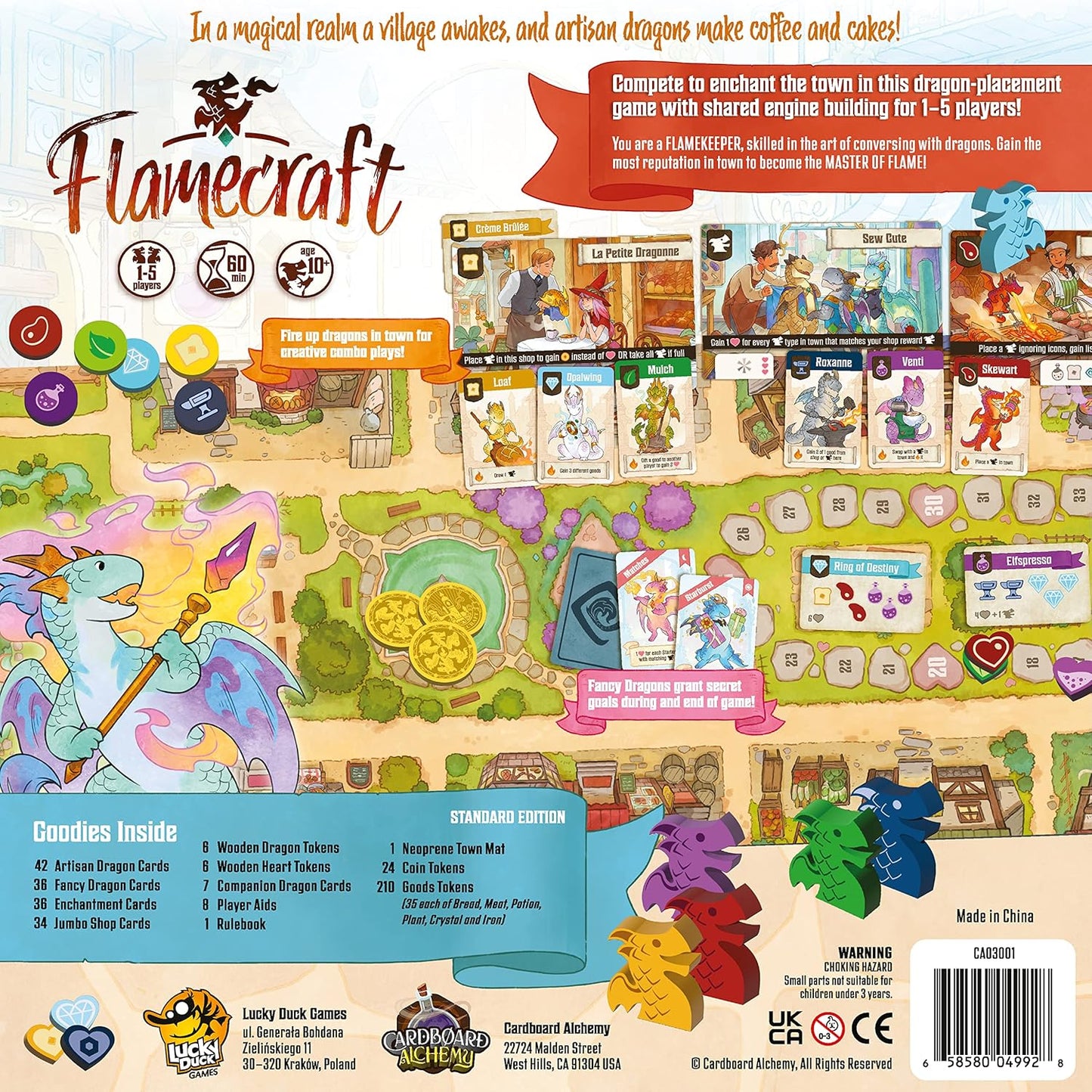 Juego de mesa Flamecraft | Juego de estrategia de fantasía de dragones para la diversión familiar para niños y adultos a partir de 10 años 1-5 jugadores Tiempo de juego promedio 60 minutos Hecho por