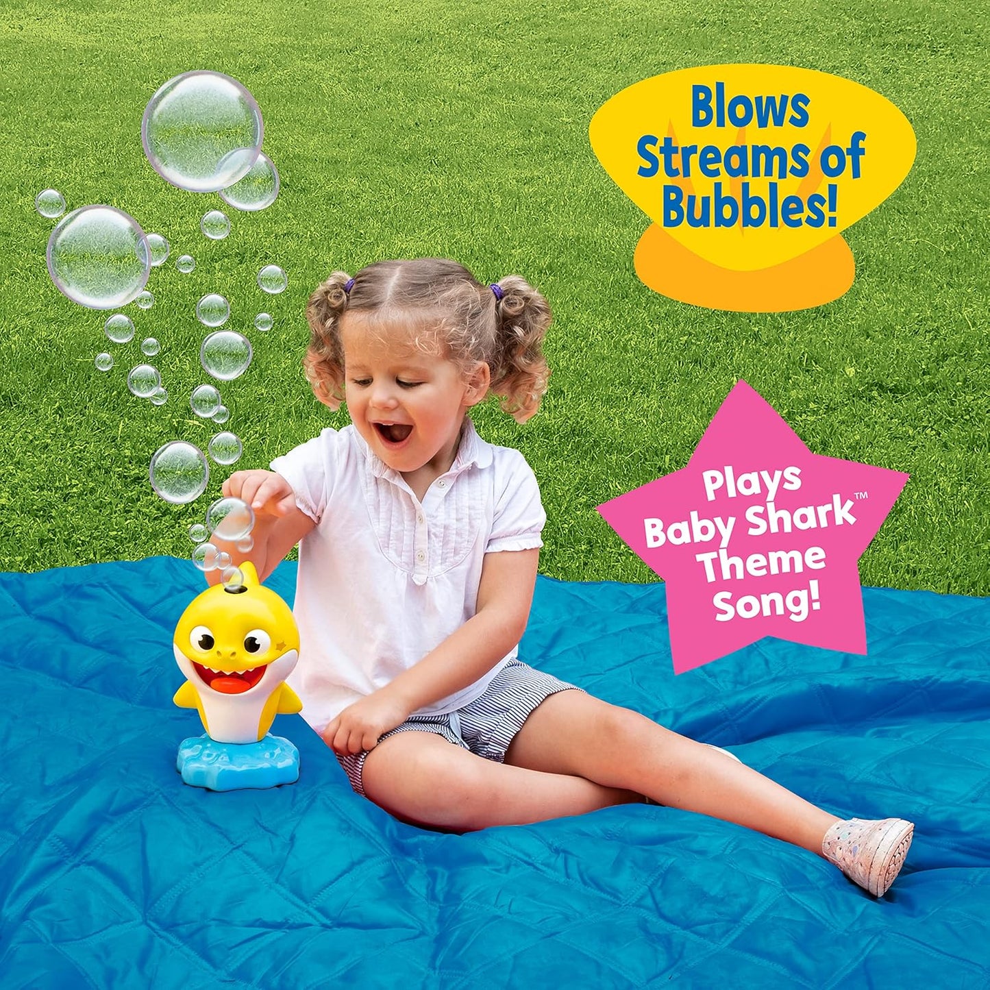 Little Kids Baby Shark - Máquina musical de burbujas SIN derrames,...