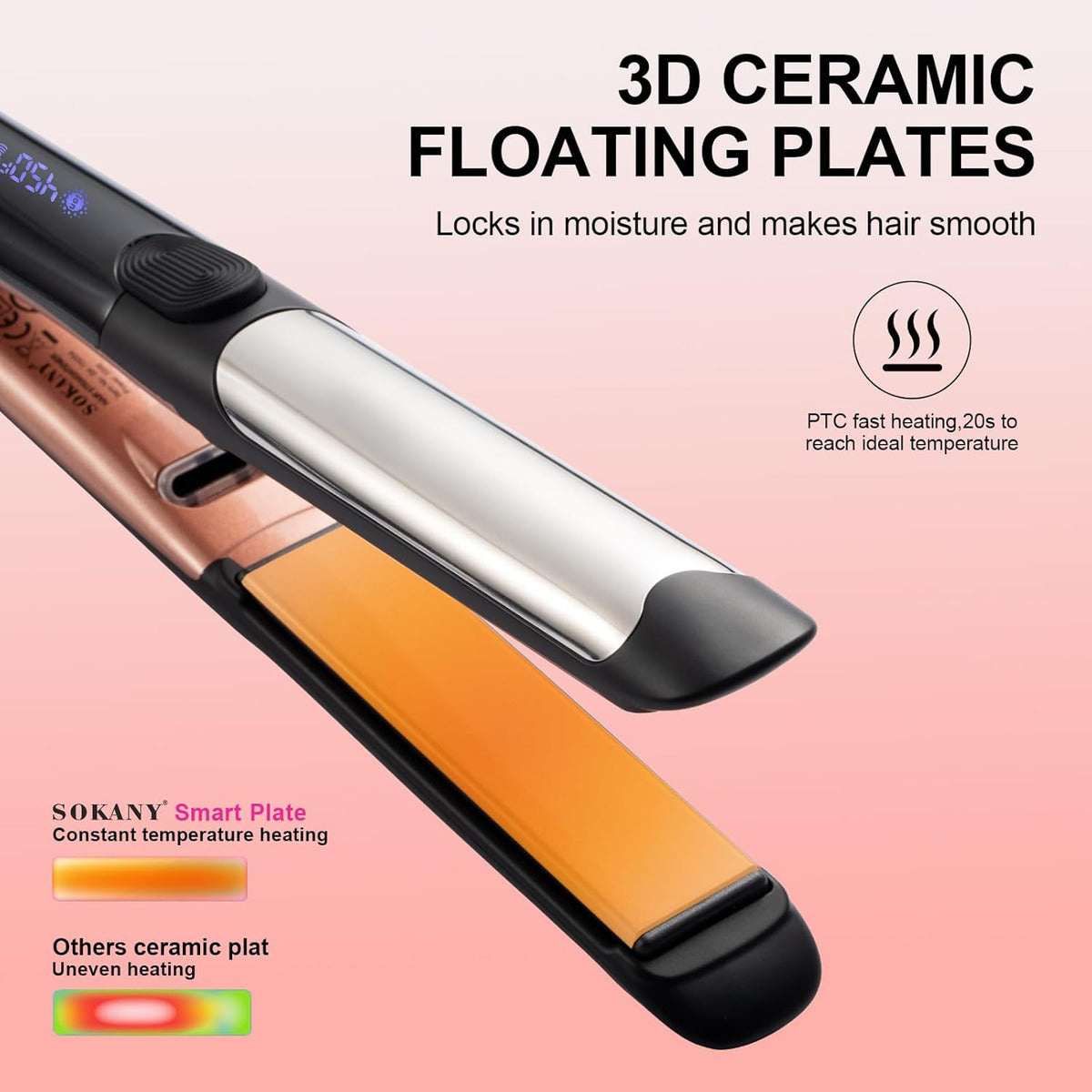Sokany Plancha De 1 Pulgada Para Cabello Alisadora Y R, Plac