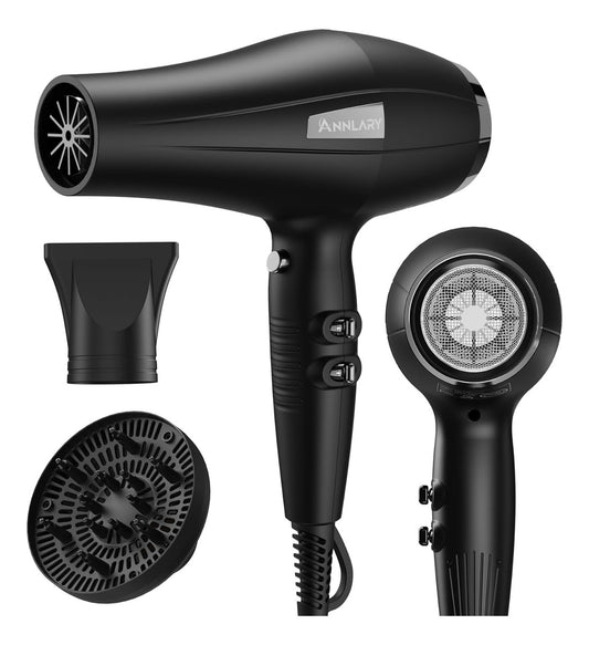Annlary Secador De Pelo Iónico Con Difusor, Secador De Pelo,
