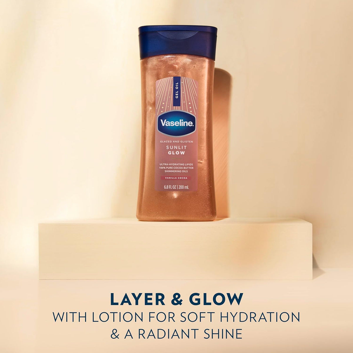 Vaseline Aceite Corporal Brillante Vanilla Cocoa Sunlit Glow Cacao