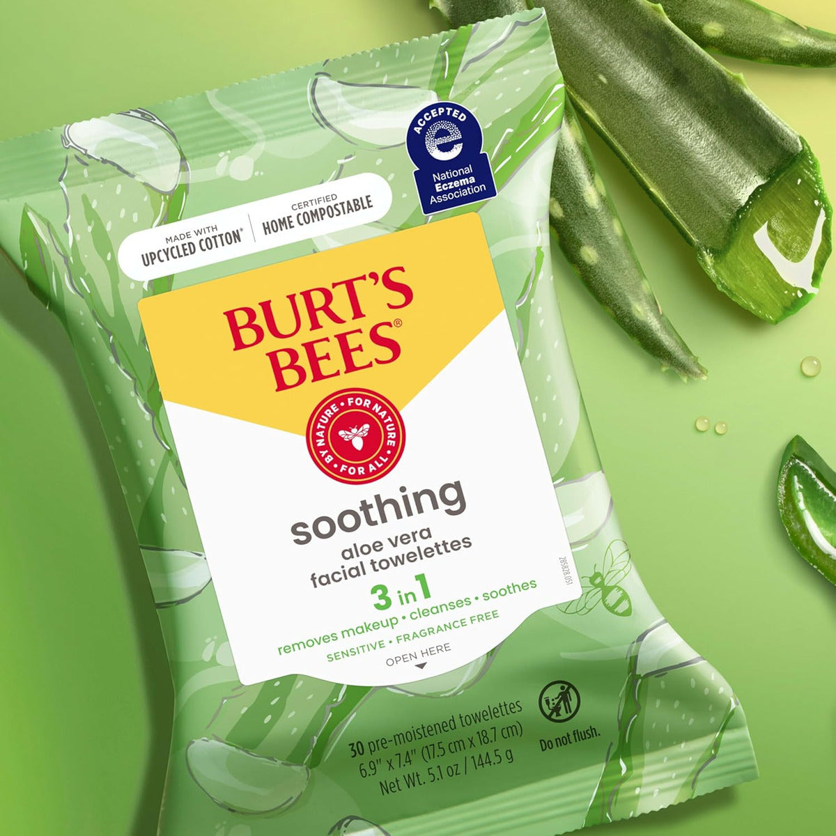 Burt's Bees Toallitas Faciales De Aloe Vera, Para Piel Sensi