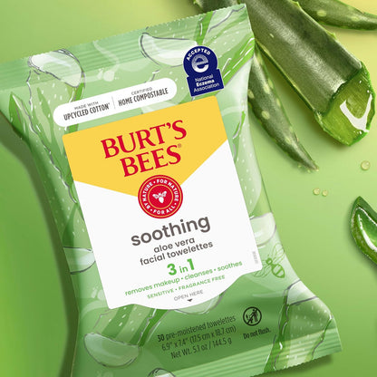 Burt's Bees Toallitas Faciales De Aloe Vera, Para Piel Sensi