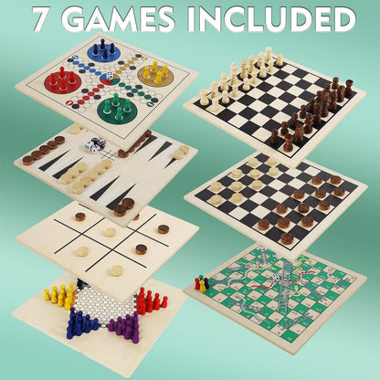 Juegoal Juego De Mesa De Madera 7 En 1 Para Niños Y Adultos,