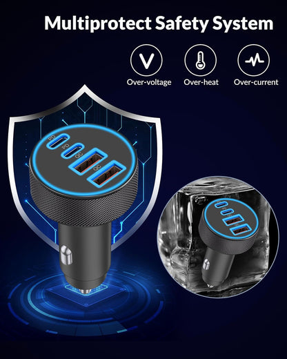 Cargador De Coche Para iPhone 17 16 15 De Carga Rápida, 90 W