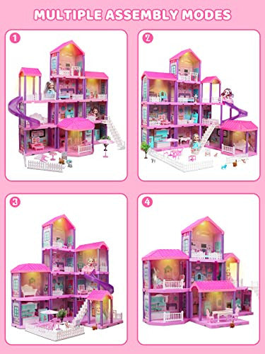 Casa De Muñecas Grande 11 Habitaciones 4 Pisos Beefunni 91cm