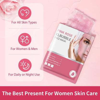 Paquete De 10 Mascarillas Faciales De Burbujas Rosa O2 Para