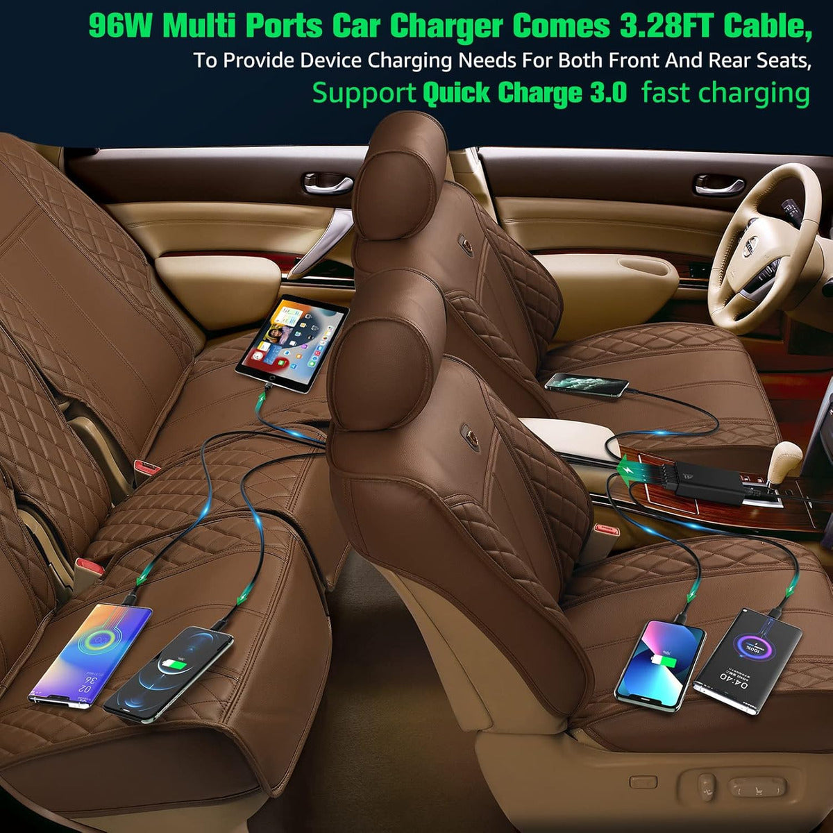 Cargador De Coche Usb De Múltiples Puertos, 96w 6 Puerto