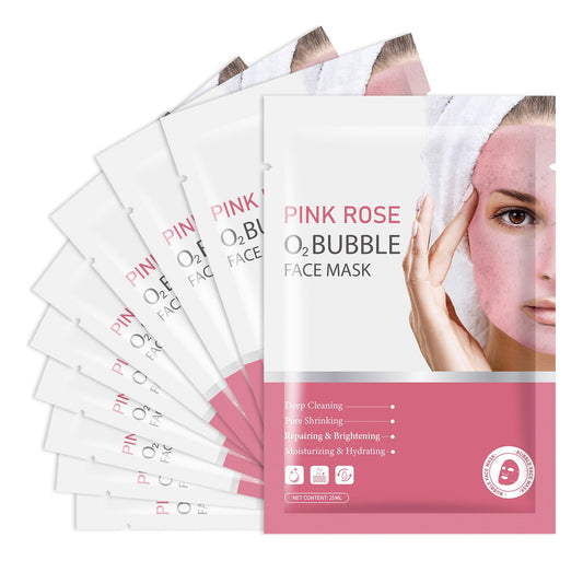 Paquete De 10 Mascarillas Faciales De Burbujas Rosa O2 Para