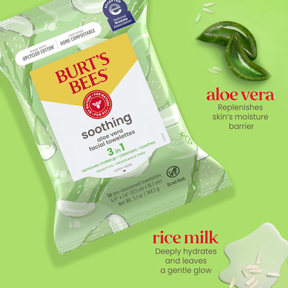 Burt's Bees Toallitas Faciales De Aloe Vera, Para Piel Sensi